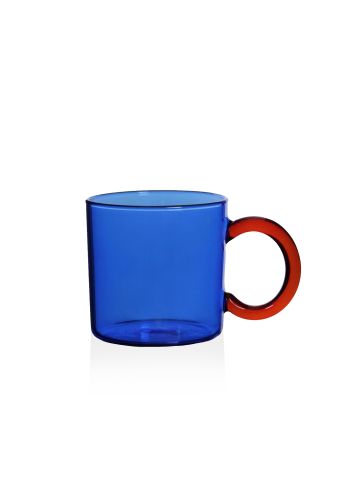 The Mia Renkli Cam Kupa Mavi 250 ml (Paket: 4 Adet)
