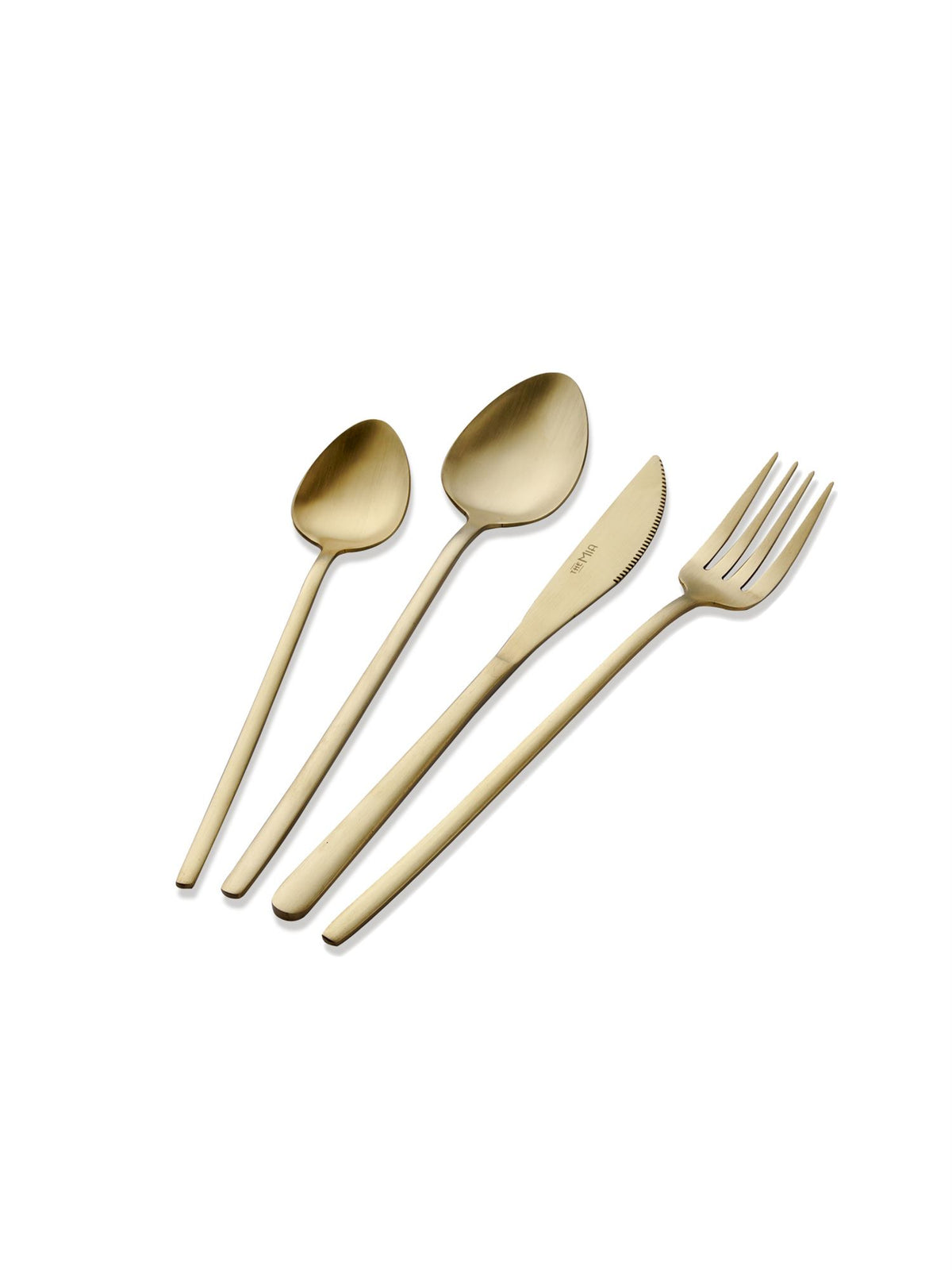 The Mia Giallo Çatal Kaşık Bıçak Takımı Mat Gold 24 Parça (Paket: 2 Adet)