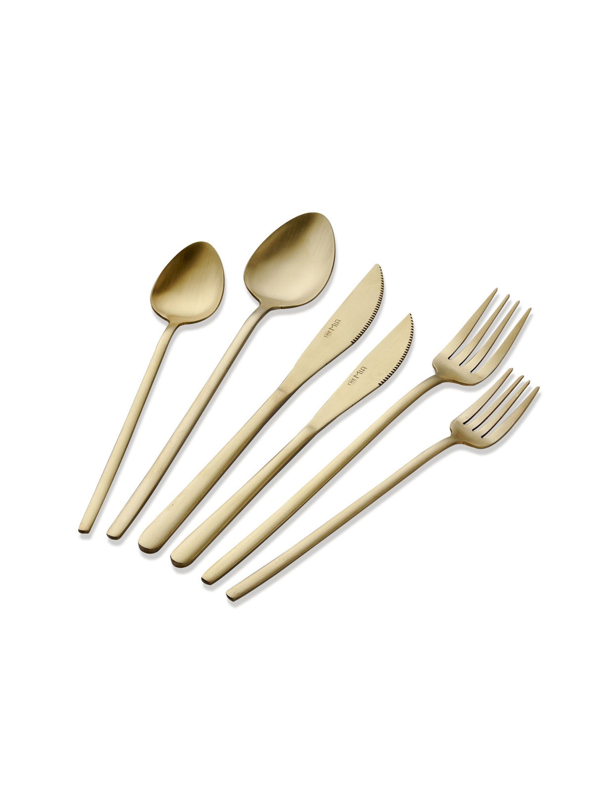 The Mia Giallo Çatal Kaşık Bıçak Takımı Mat Gold 36 Parça (Paket: 2 Adet)