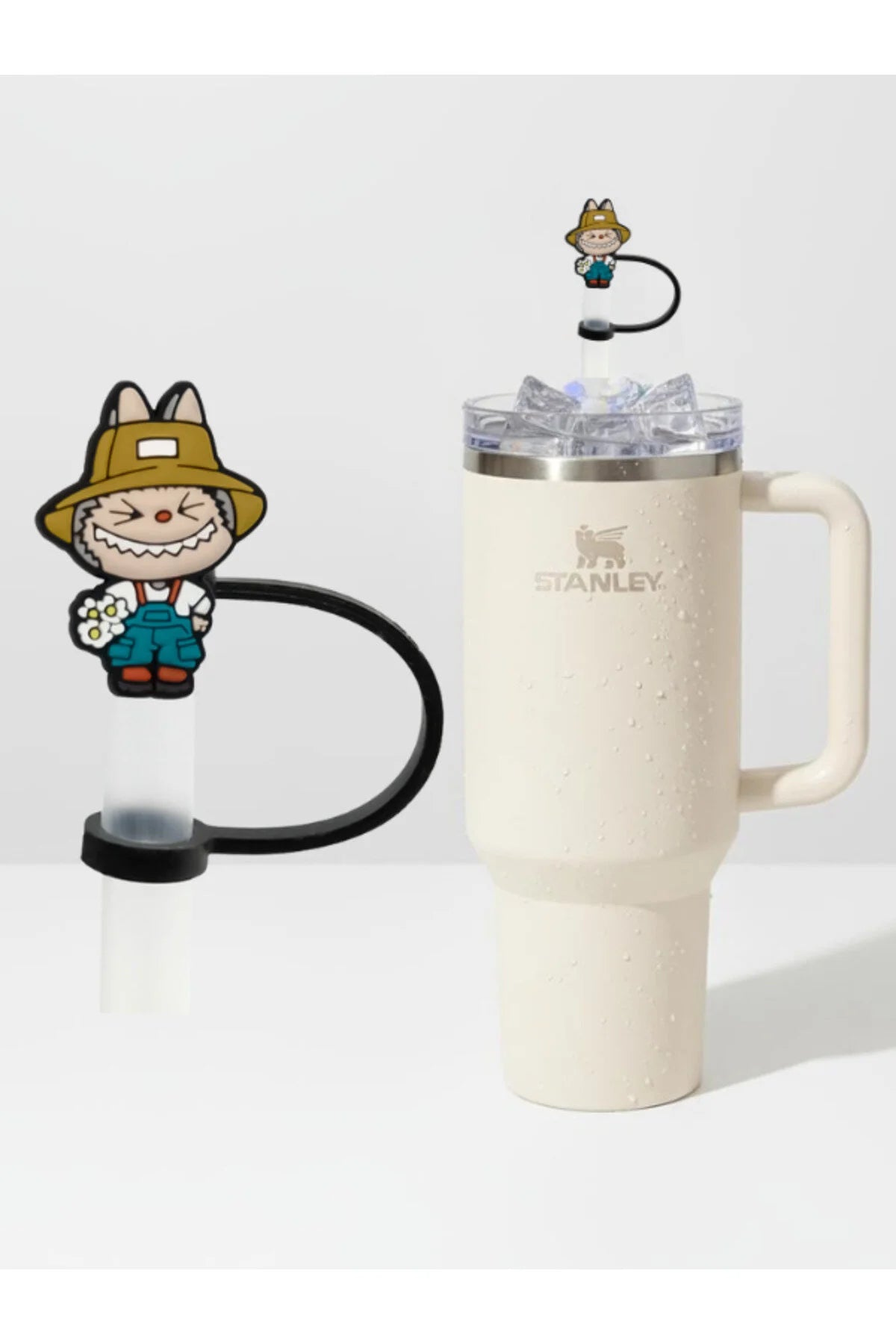 Labubu figürlü silikon pipet tıkacı