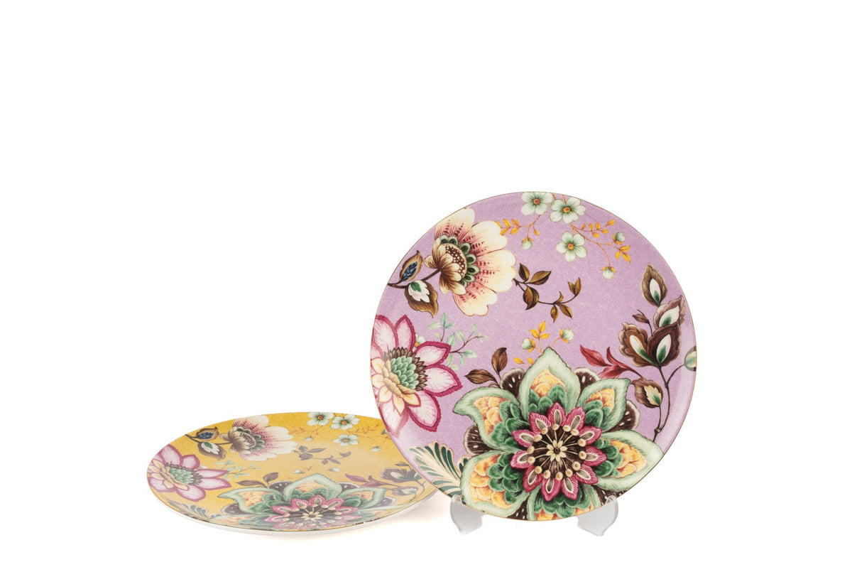 La Maison Peony 2li Sarı Lila Tatlı Tabağı 20cm