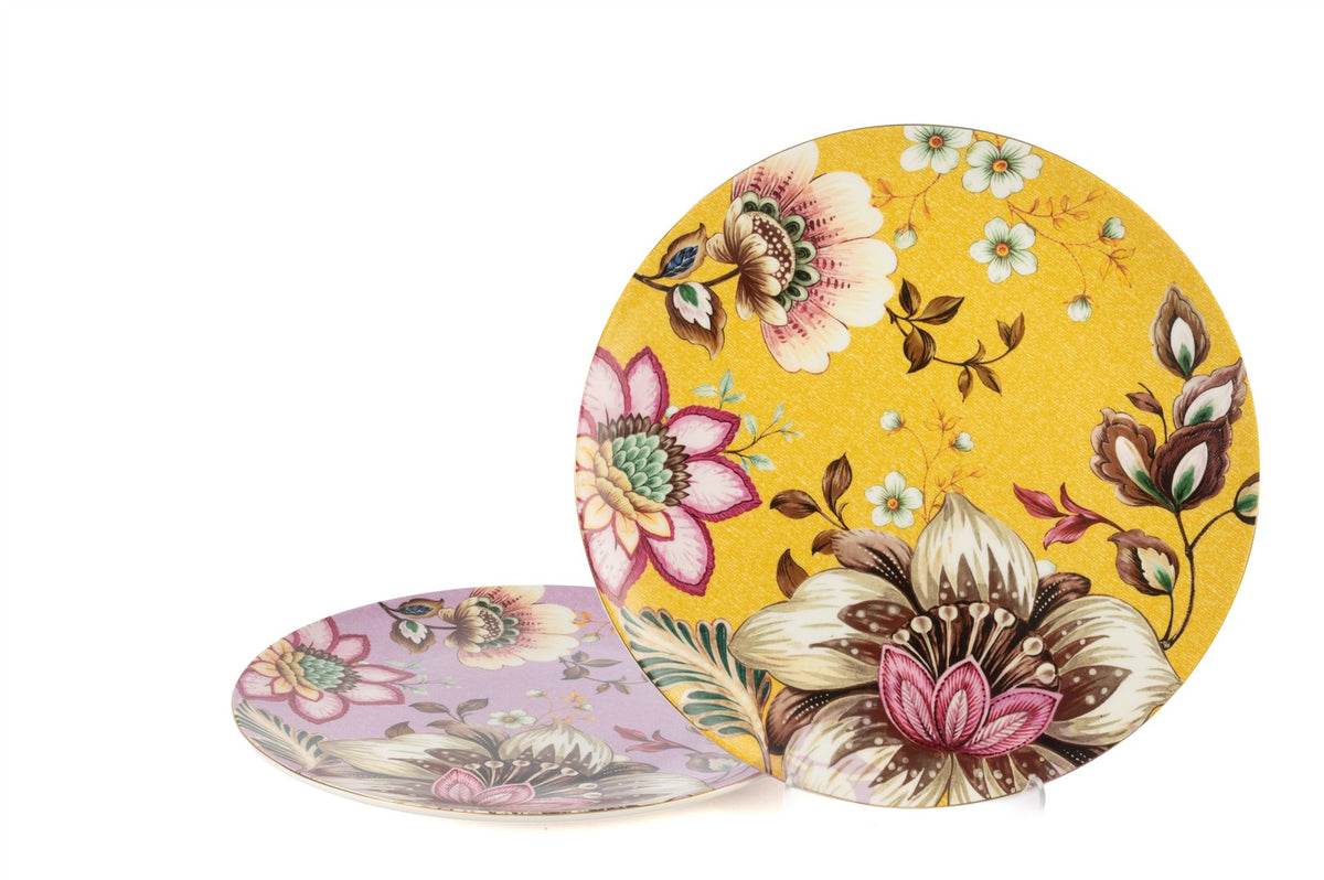 La Maison Peony Sarı Lila 2li Servis Tabağı 27cm