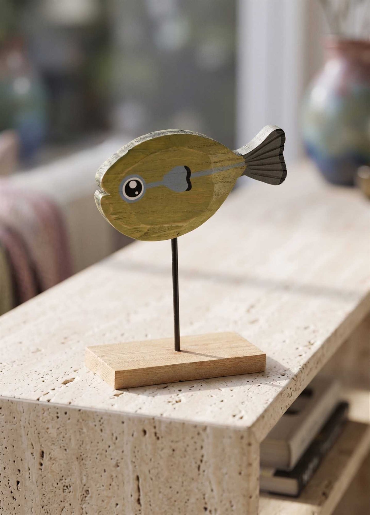 The Mia Retro Ahşap Balık Figürlü Masaüstü Obje 16 cm