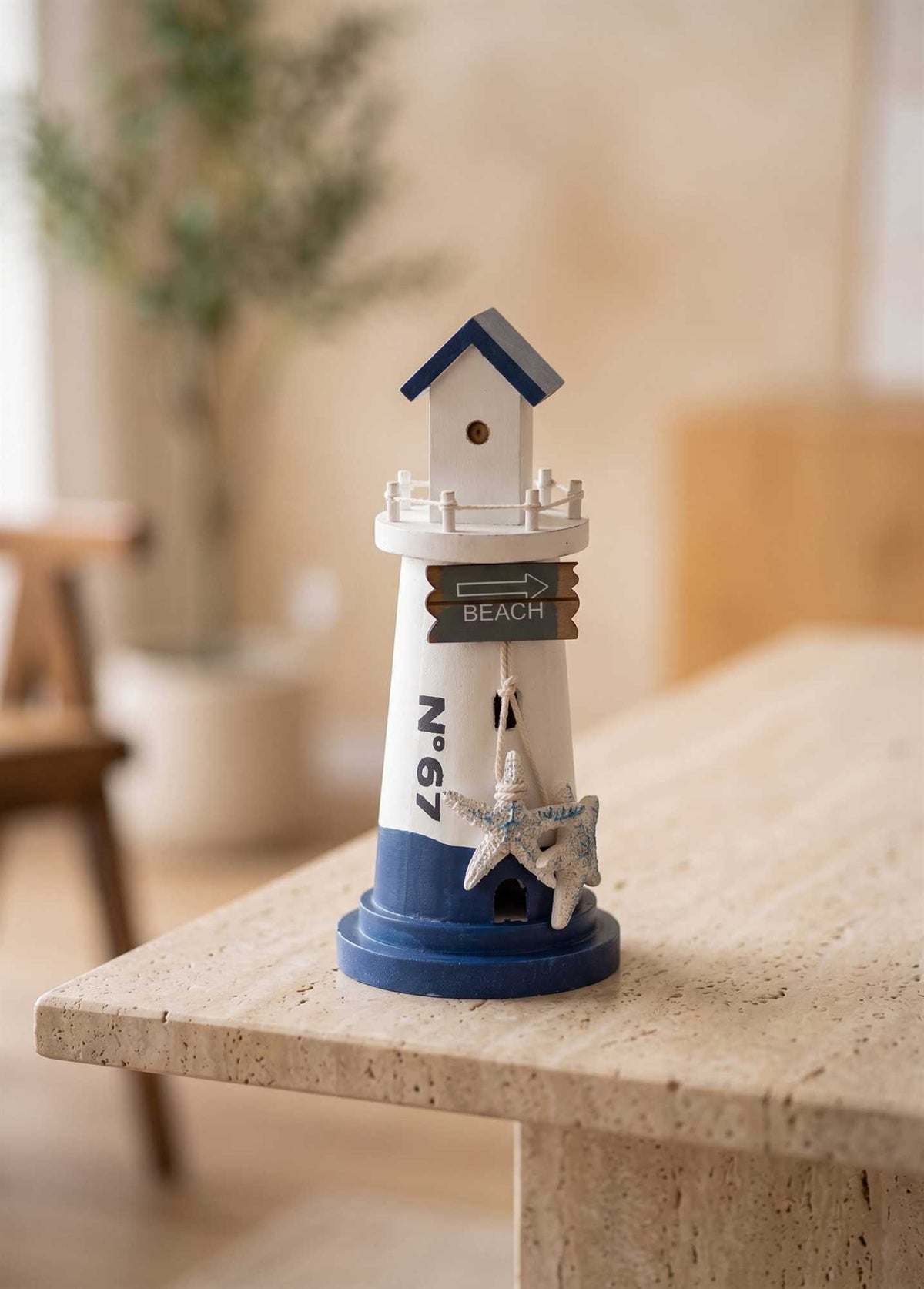 The Mia Marin Mavi Beyaz Deniz Feneri No 67 Obje 22 cm