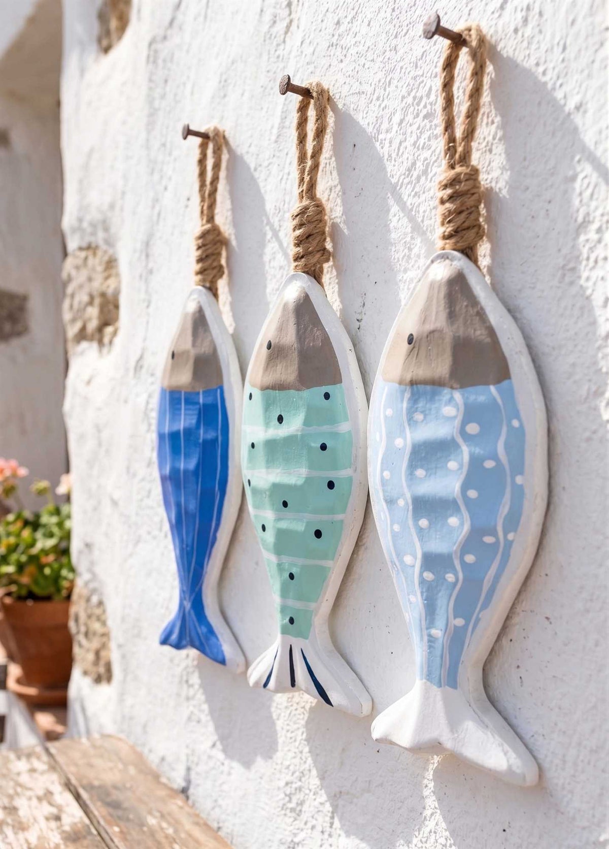 The Mia Retro Coastal 3'lü Balık Biblo Duvar Süsü 16 cm