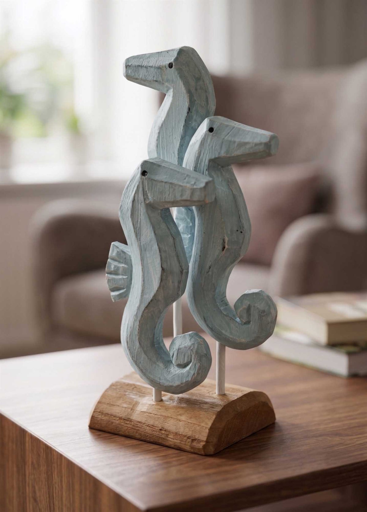 The Mia Retro Ahşap Standlı 3'lü Denizatı Biblosu 30 cm