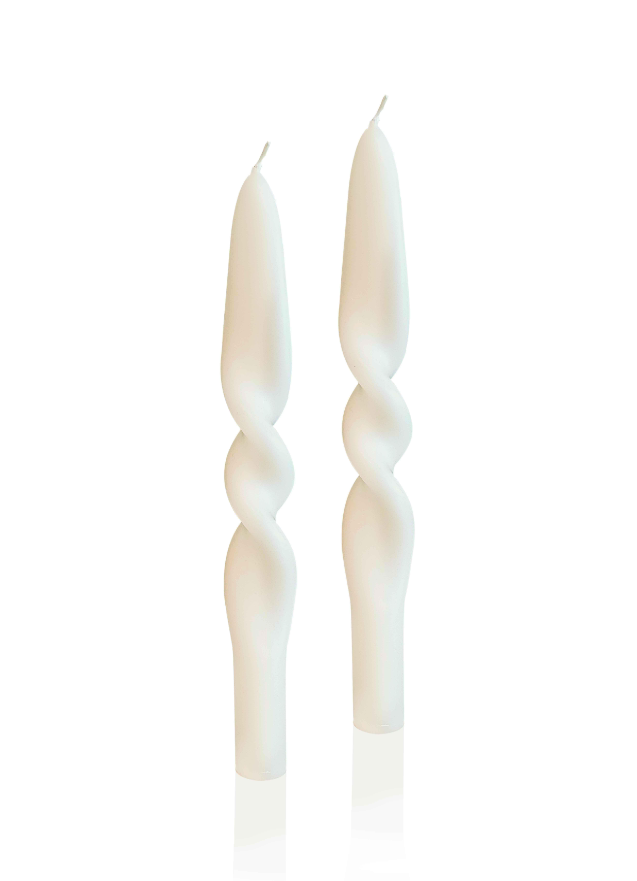 Auger Candlestick Candle Set of 2 25 Cm - Cream