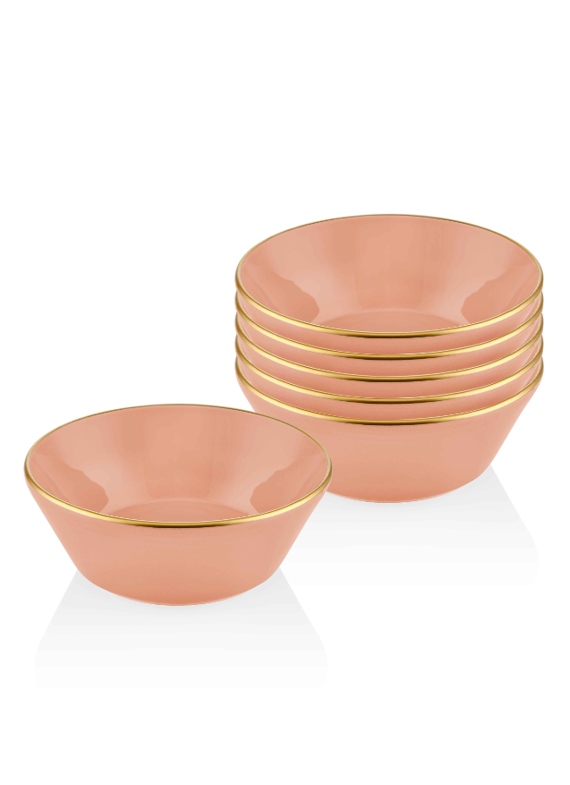 Basic Bowl Set of 6 Salmon Pink - 15 cm