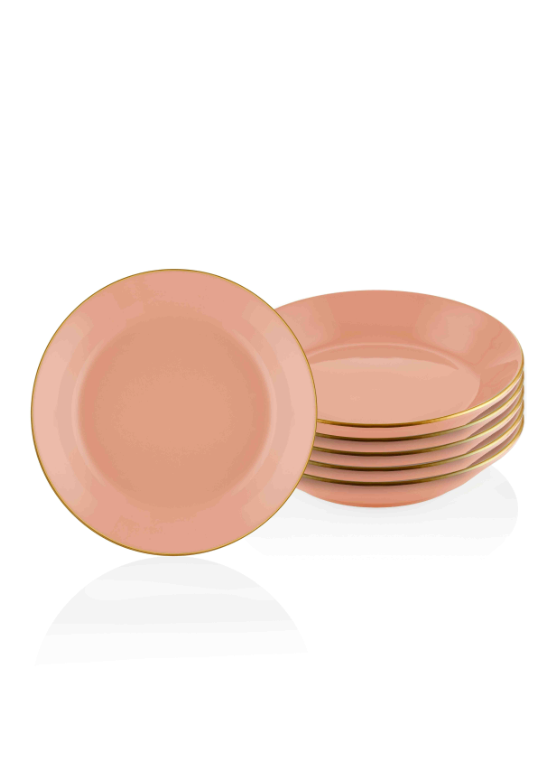 Basic Dinner Plate Set of 6 Salmon Pink - 20cm