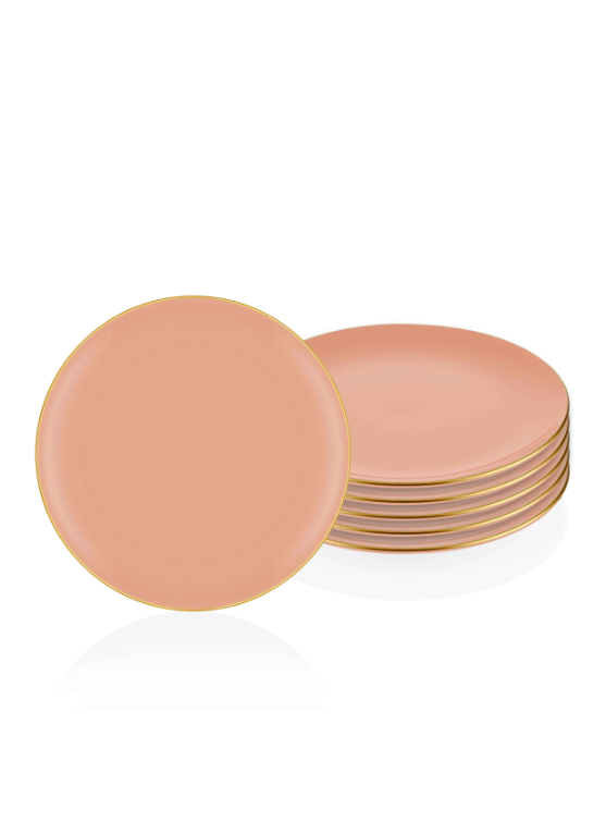 Basic Serving Plate Set of 6 Salmon Pink - 26cm