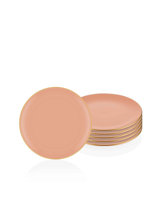 Basic Cake Plate Set of 6 Salmon Pink - 19cm