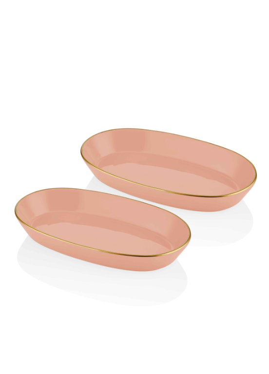 Basic Oval Service Salmon Pink Set of 2 29cm