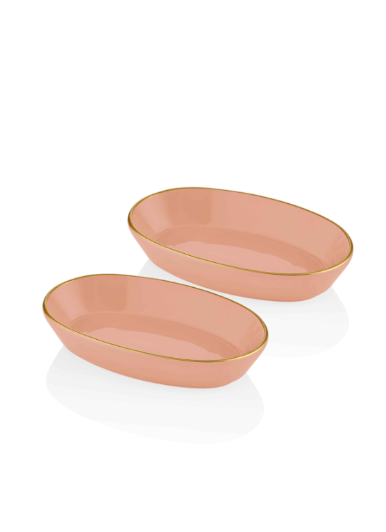 Basic Oval Service Salmon Pink Set of 2 26cm