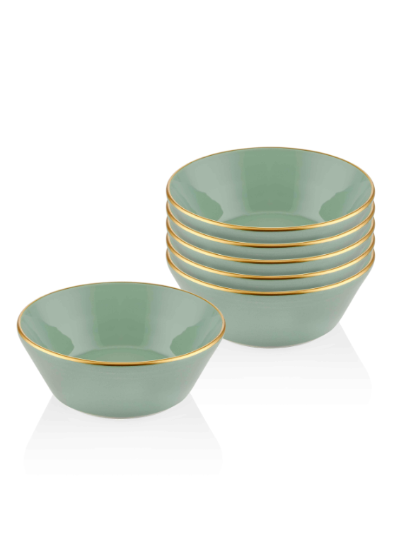 Basic Bowl Set of 6 Green - 15 cm