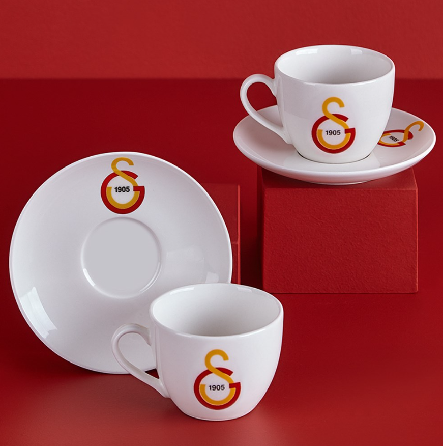 Neva N3474 Galatasaray Licensed Arma Logo Set of 2 Tea Cups