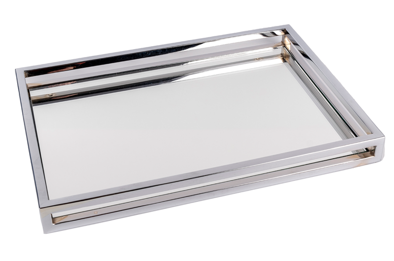 CHROME MIRROR TRAY - LARGE