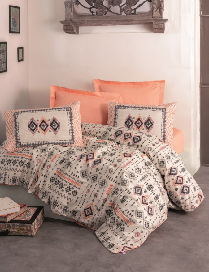 Ethnic Double Duvet Cover Set Kateri Salmon