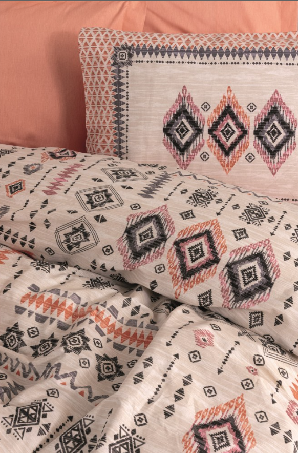 Ethnic Double Duvet Cover Set Kateri Salmon