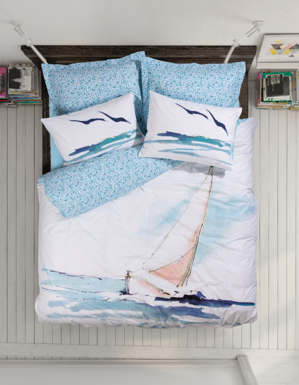 Maritime Double Duvet Cover Set Sail Blue