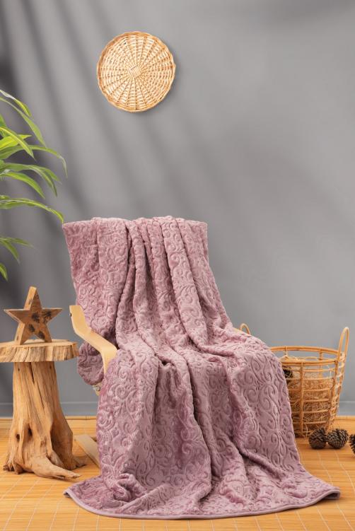 Emboss Double Blanket Dusty Rose