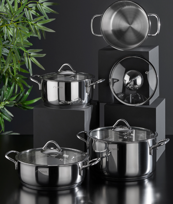 Neva Cosmos 8 Piece Steel Cookware Set