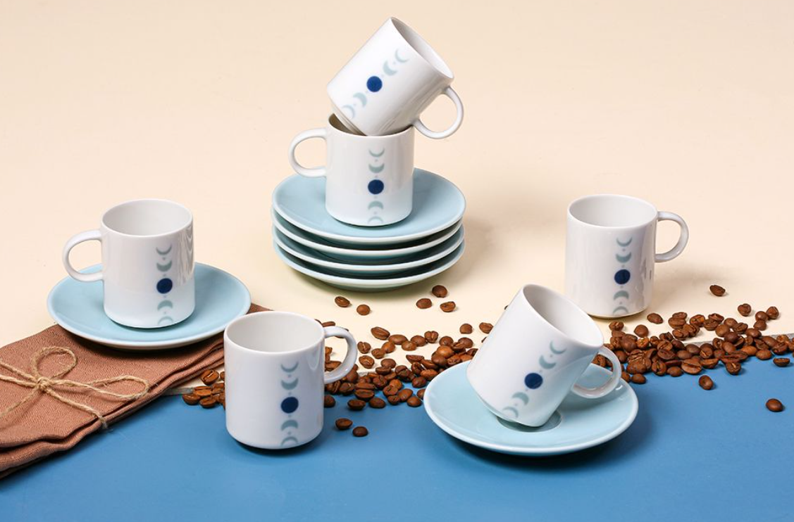 Porland Eclipse Turquoise 6 Person Coffee Set 90cc