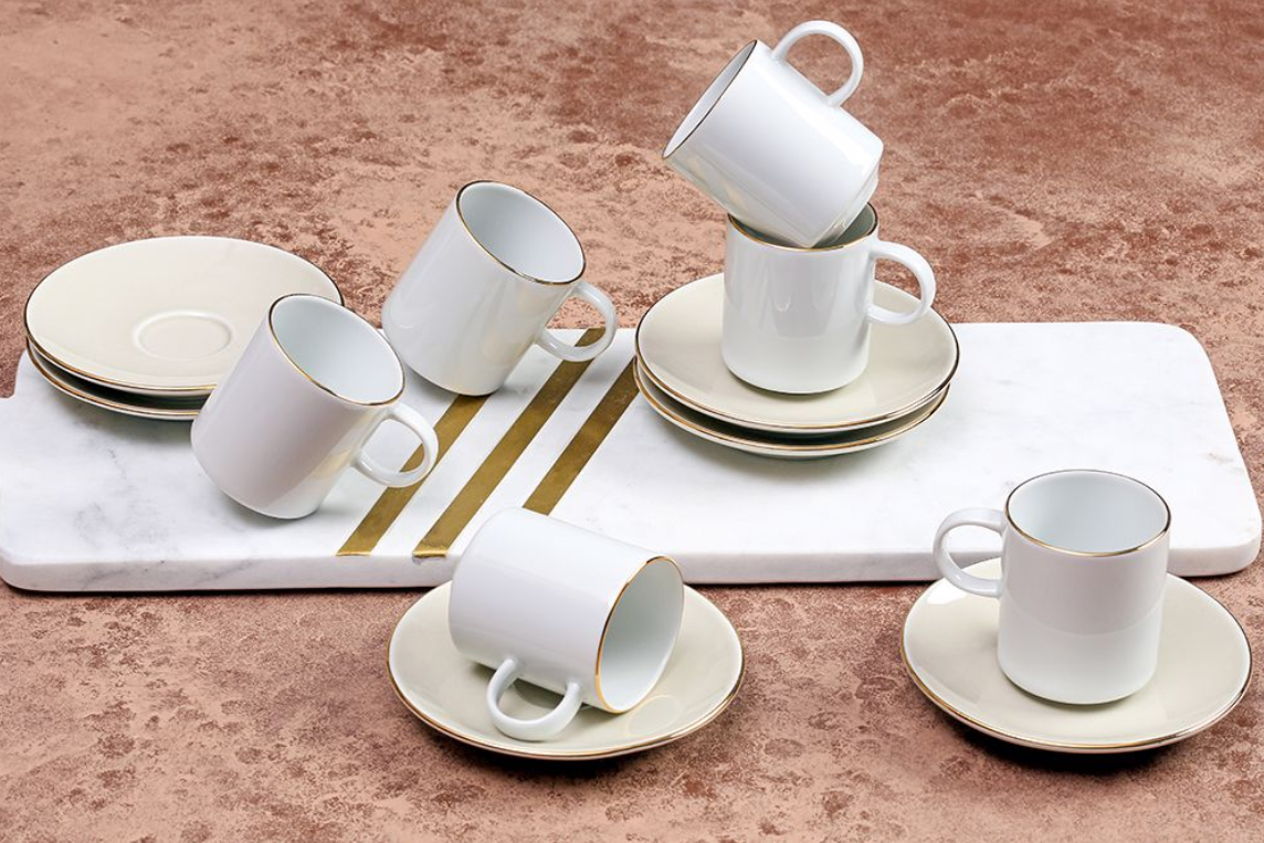 Porland Gold Gilded Coffee Set for 6 Persons 90cc