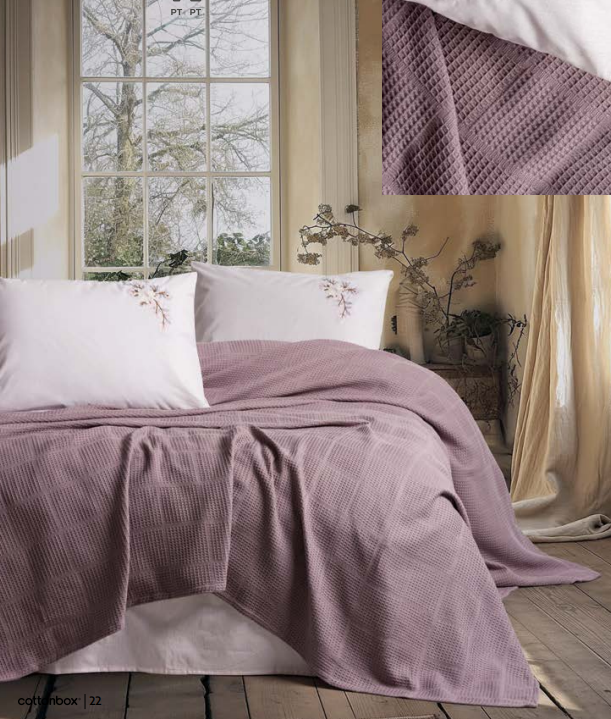 COTTON BOX SPIN PIKE SET MAUVE LILA DOUBLE FITTED SHEET