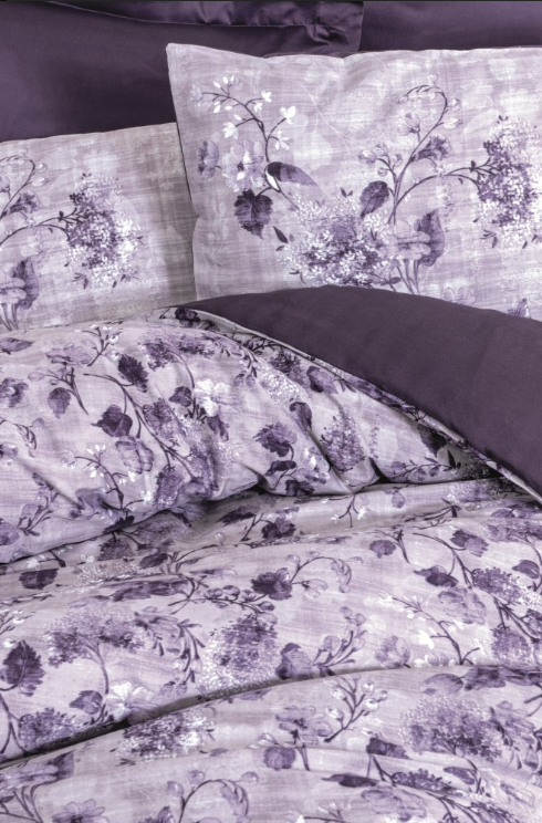 Cotton Box Satin Double Duvet Cover Set Willow Purple