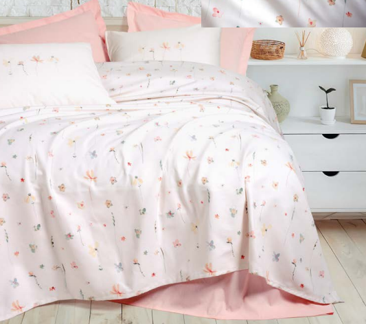 Cotton Box Double Duvet Cover Set Calme Pink