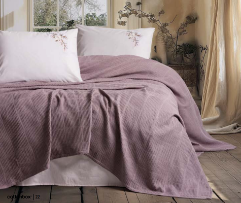 Cotton Box Spin Pique Set Mauve Lilac Single Fitted Bed Sheet