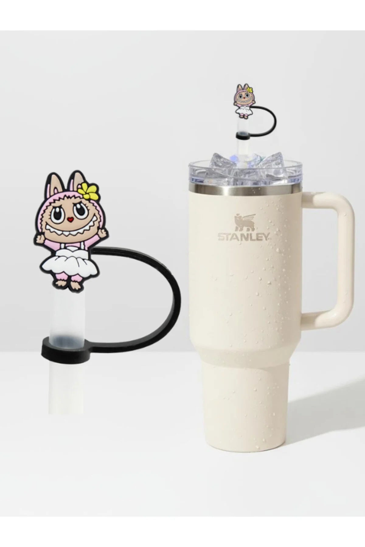 Labubu figürlü silikon pipet tıkacı