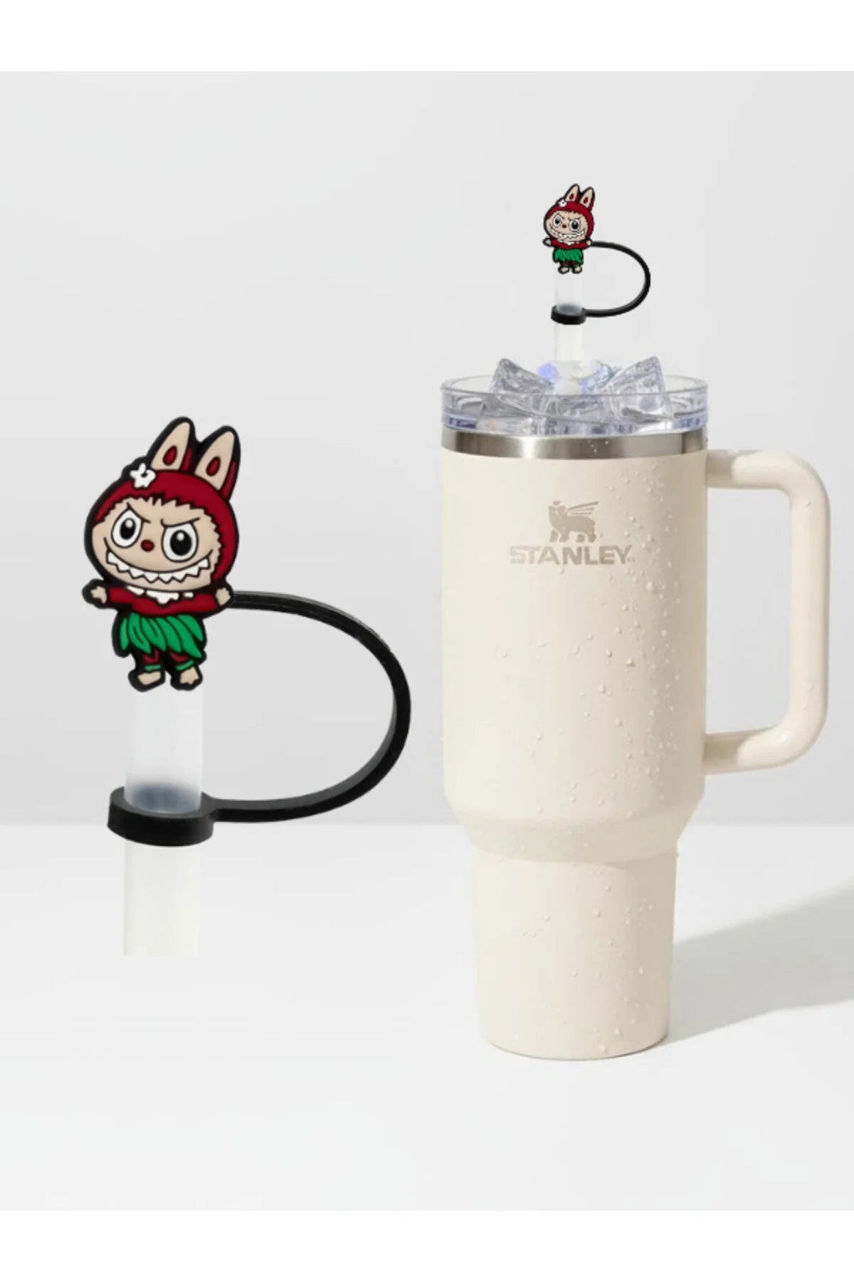 Labubu figürlü silikon pipet tıkacı