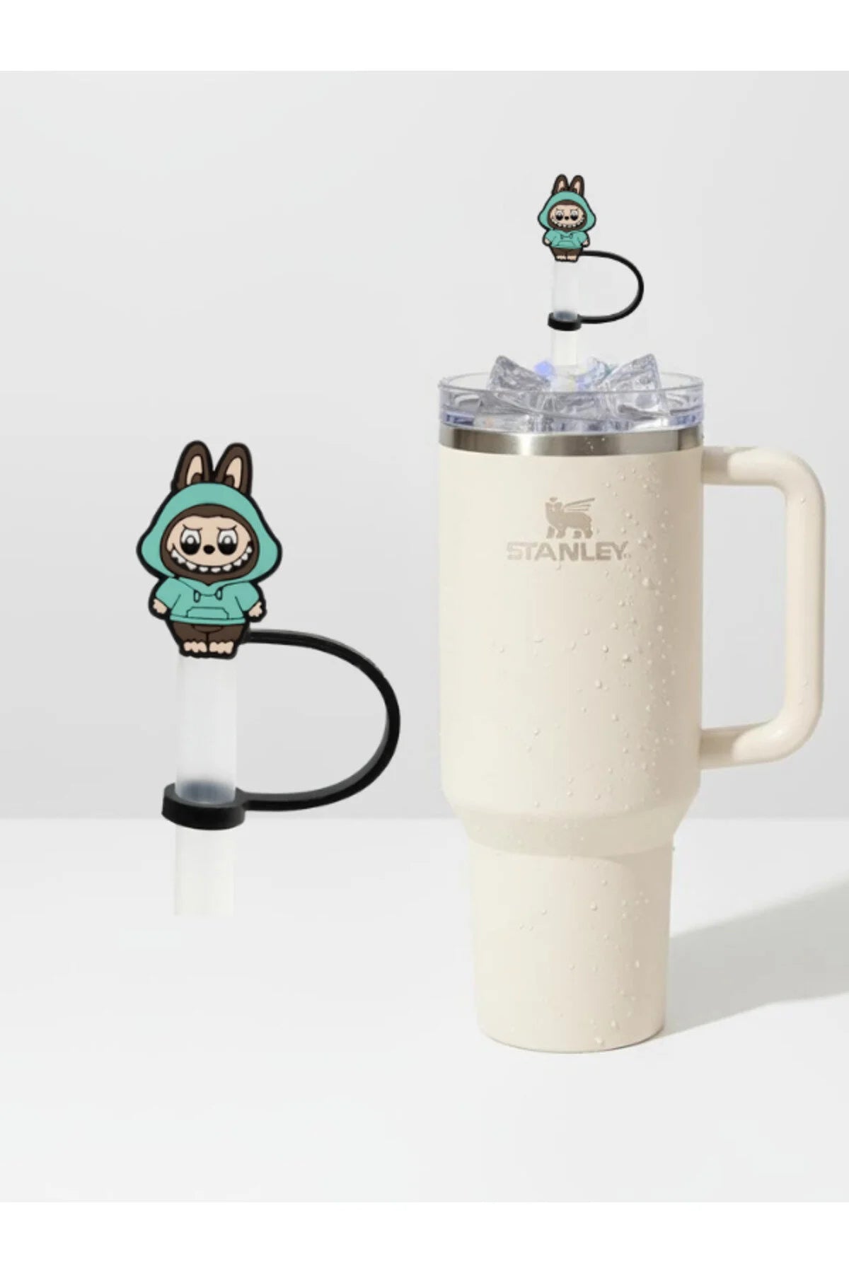 Labubu figürlü silikon pipet tıkacı