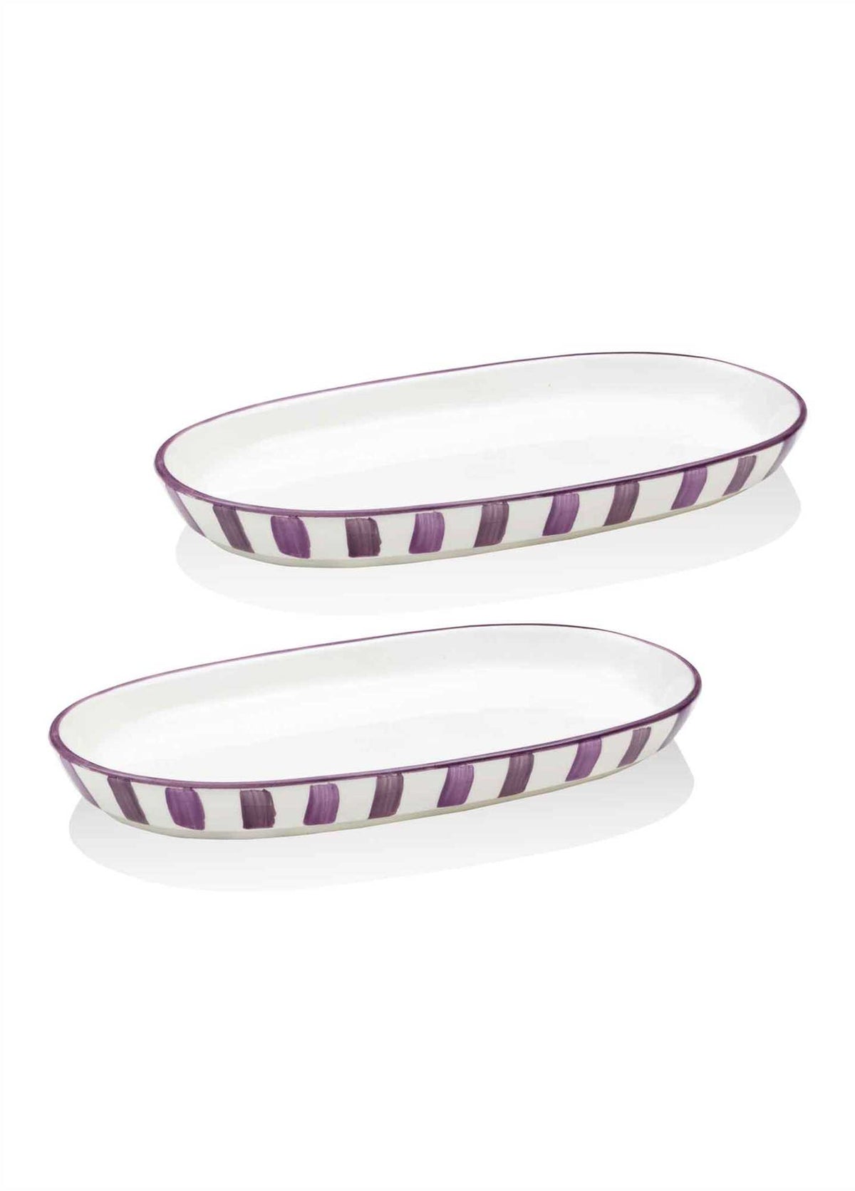 The Mia Joy Oval Servis Tabağı 2'li Set Mor 29 cm