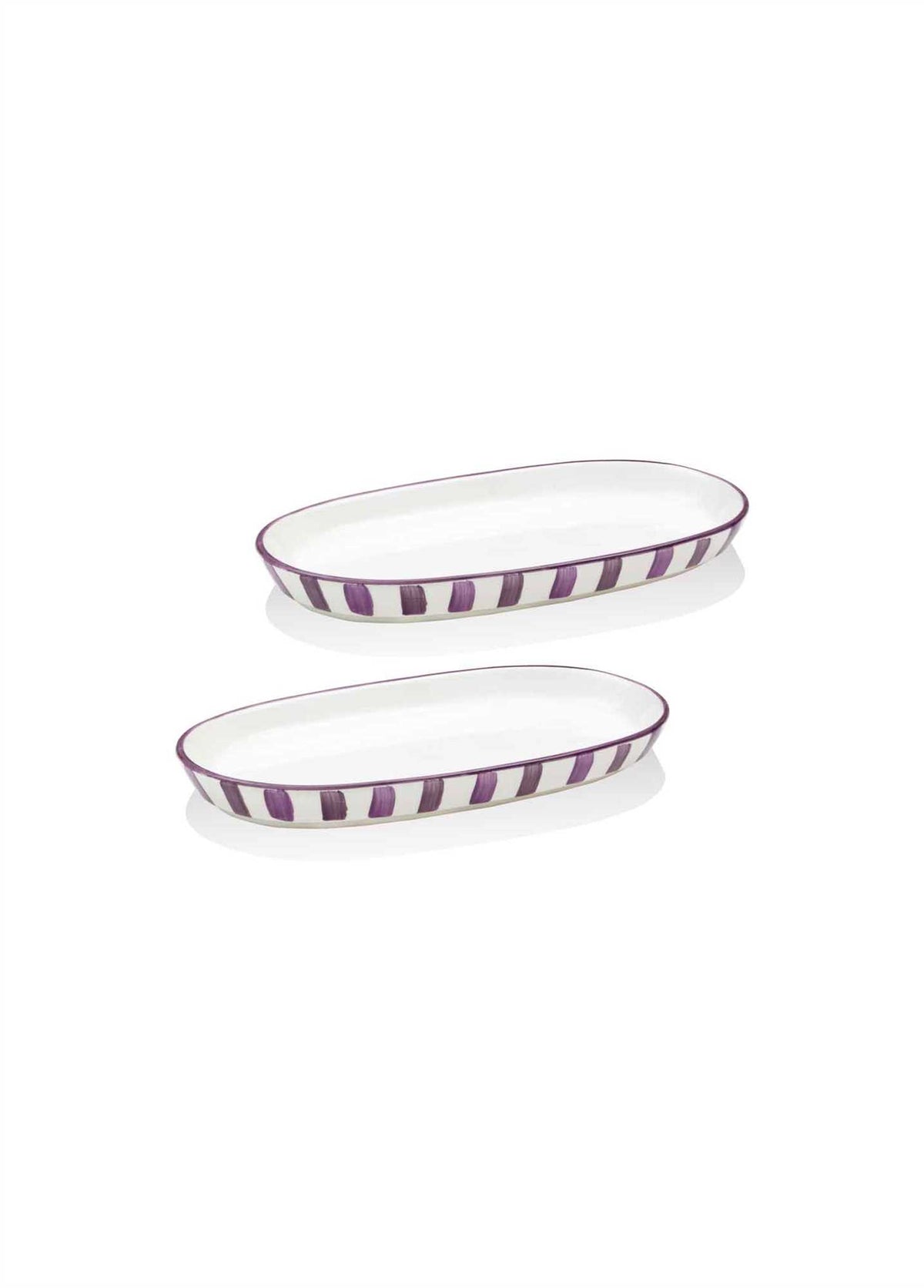 The Mia Joy Oval Servis Tabağı 2'li Set Mor 17 cm
