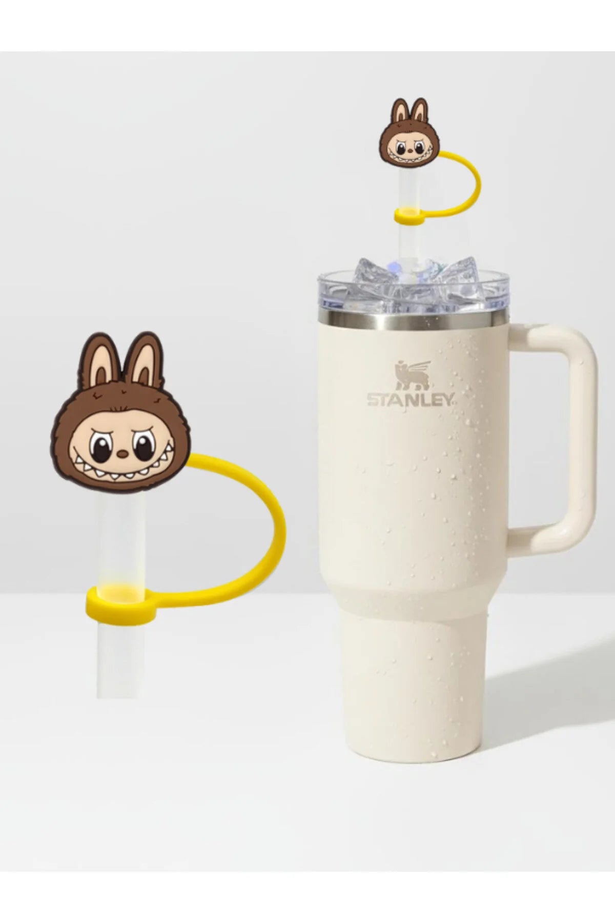 Labubu figürlü silikon pipet tıkacı