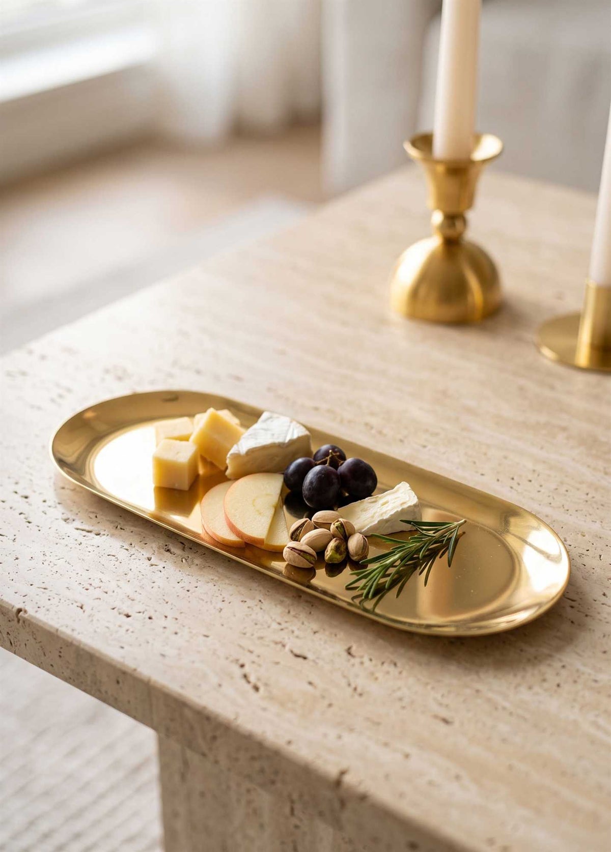 The Mia Linea Oval Çelik Servis Tabağı Gold 30 x 12 Cm