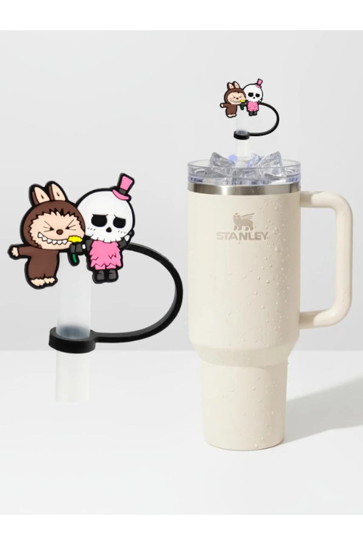 Labubu figürlü silikon pipet tıkacı