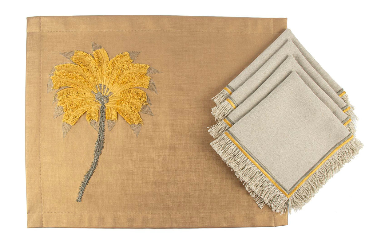 Mikasa Moor Palmiye gold 4 amerikan 4 peçete 8li set