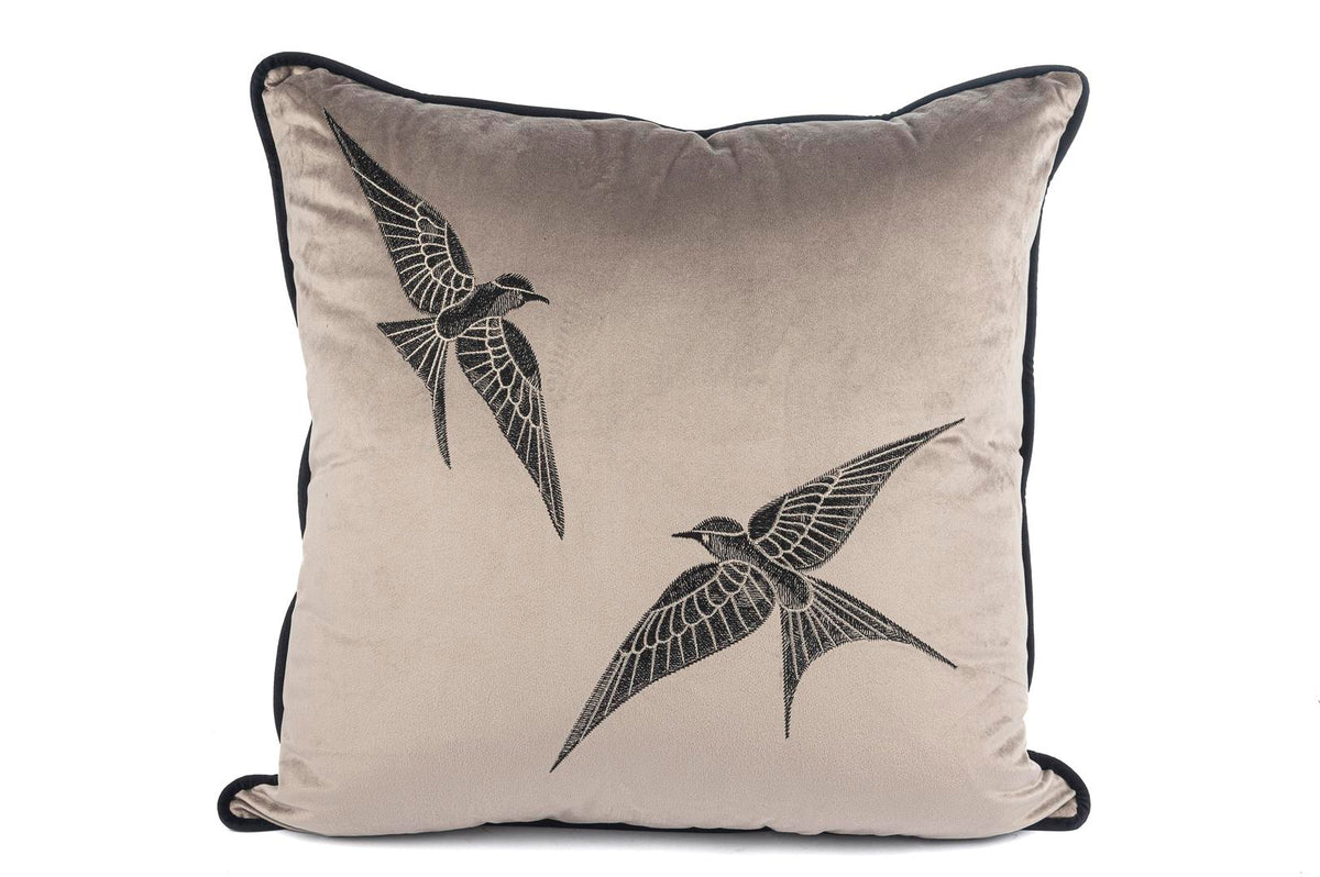 Mikasa Moor Isla gri kadife iki kuş 55x55 yastık