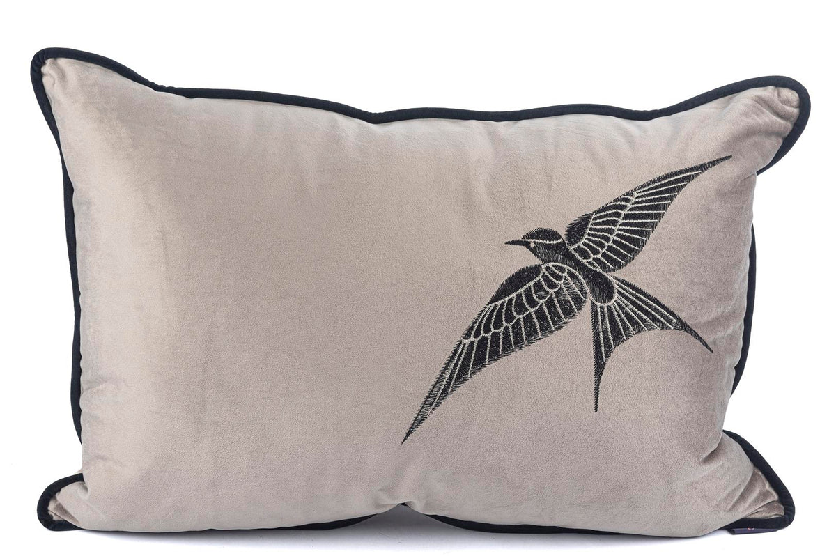 Mikasa Moor Isla gri kadife tek kuş 40x60 yastık