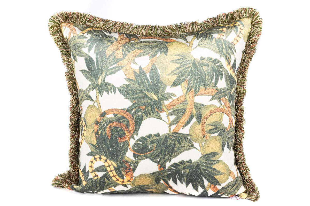 Mikasa Moor Sarmaşık Beyaz Baskılı Yastık 55x55