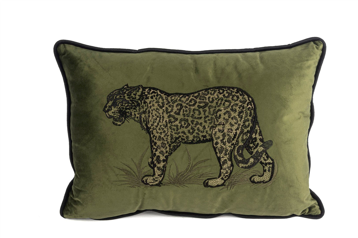 Mikasa Moor Leopar Nakışlı Haki Yastık 35x50