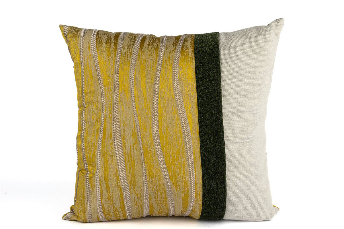 Mikasa Moor Olive sarı şeritli krem yastık 50cm