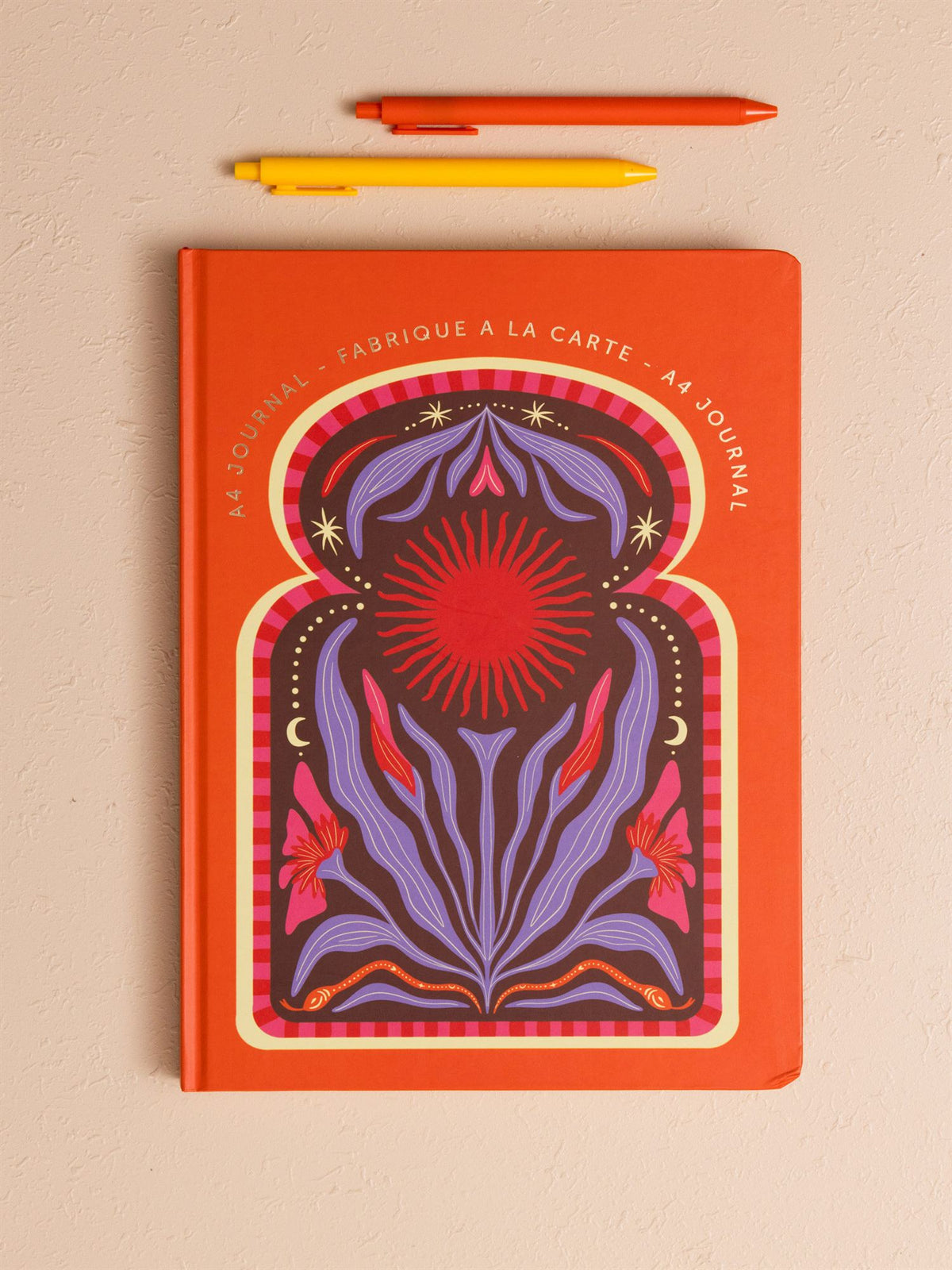 The Mia Retro Güneş Motifli Defter Turuncu 21 x 30 cm