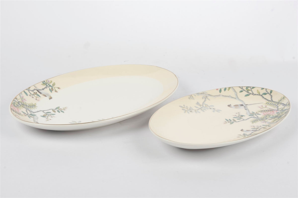 Mikasa Moor Bird Garden Krem 2li Oval Servis 30x21 26x16cm