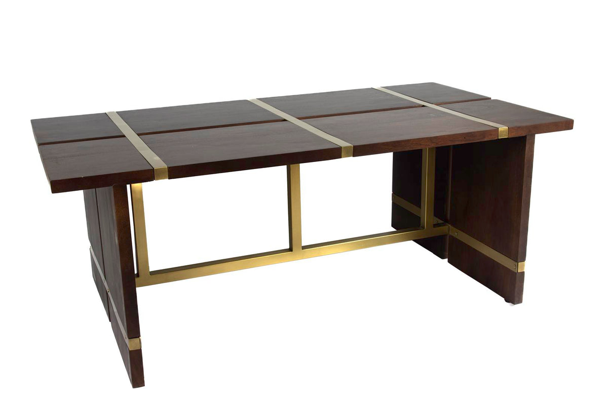 Mikasa Moor Kahve Ahşap Gold Sehpa 112x60x44cm