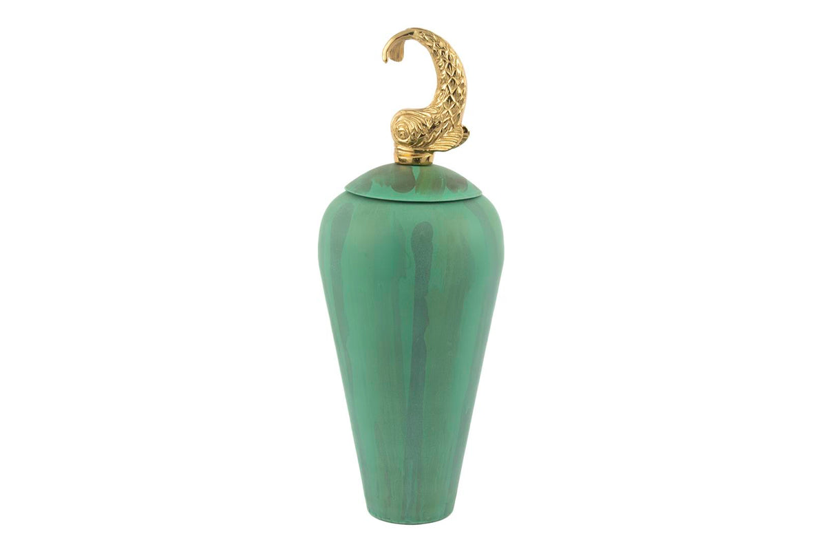 Mikasa Moor Dorado Gold Yeşil Metal Vazo 17x46cm