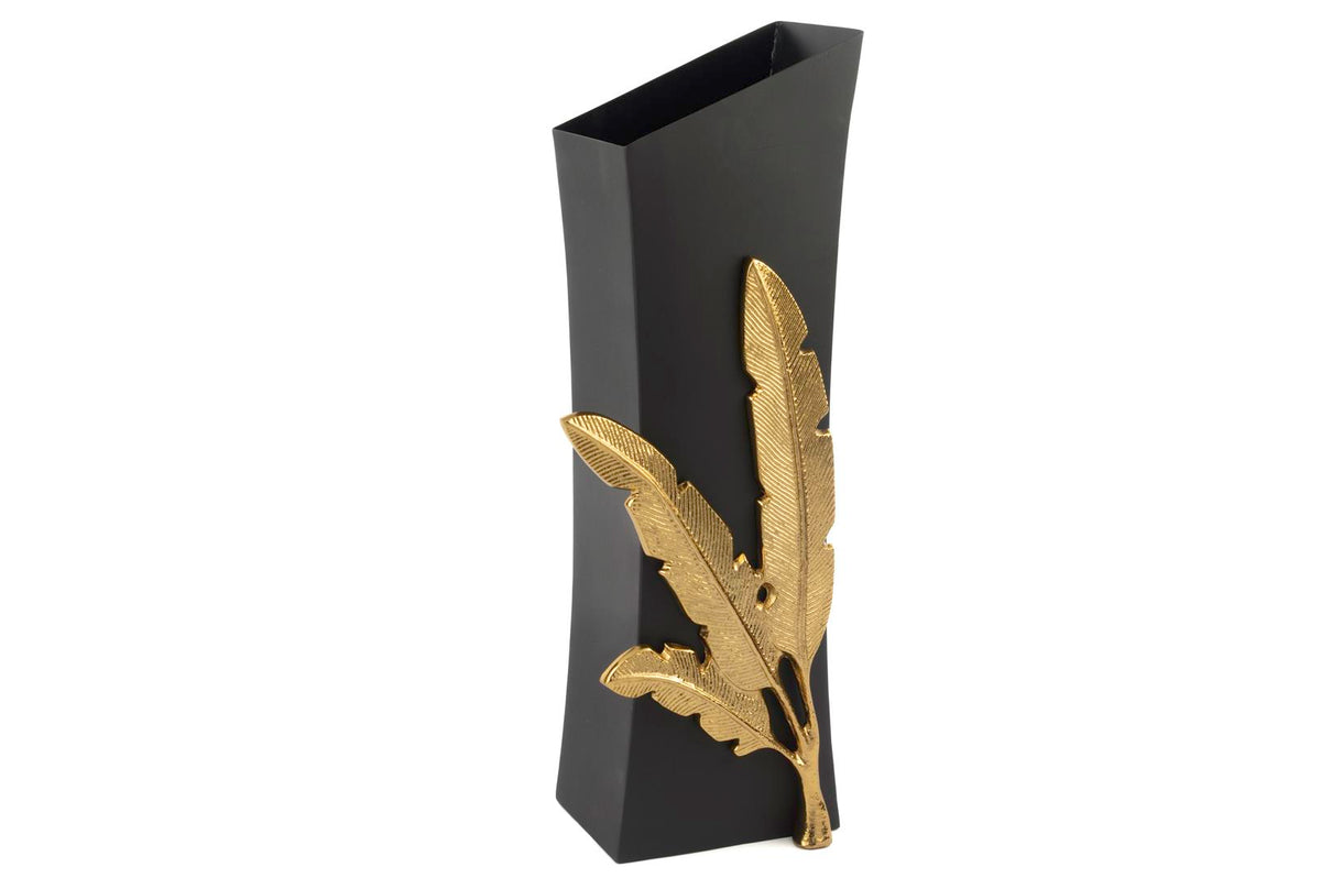 Mikasa Moor Siyah Gold Palmiyeli Metal Vazo 18x14x52cm